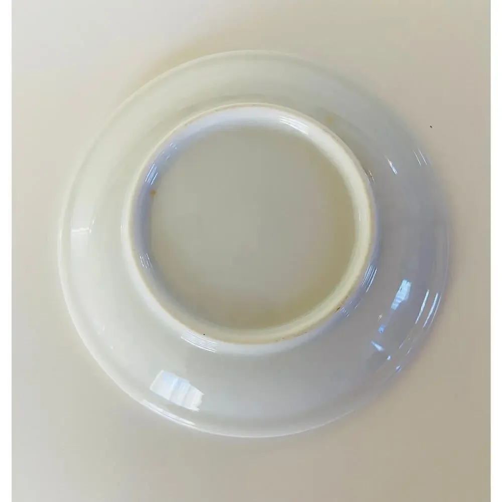 VINTAGE Airport International Room Red & Blue Porcelain 4 in Plate Butter Dish